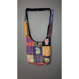 Boho Hippie Multicolor Patchwork Fabric Crossbody Bag Purse Dogs/puppys